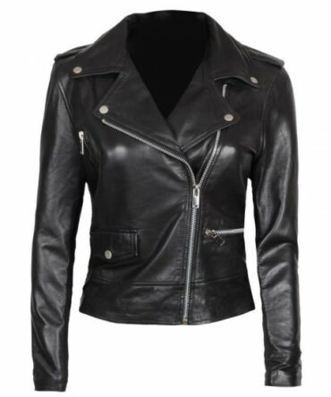 Women Amber Asymmetrical Black Biker Jacket