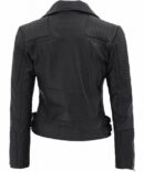 Women Bari Black Moto Leather Jacket