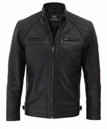 Men's Diamond Classic Johnson Black Biker Leather Jacket